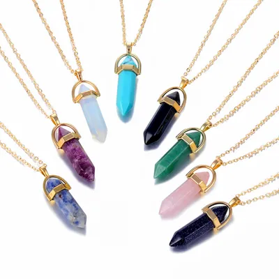 Hexagonal Natural Crystal Quartz Pendant Necklace Hexagonal Natural Crystal Quartz Pendant Necklace