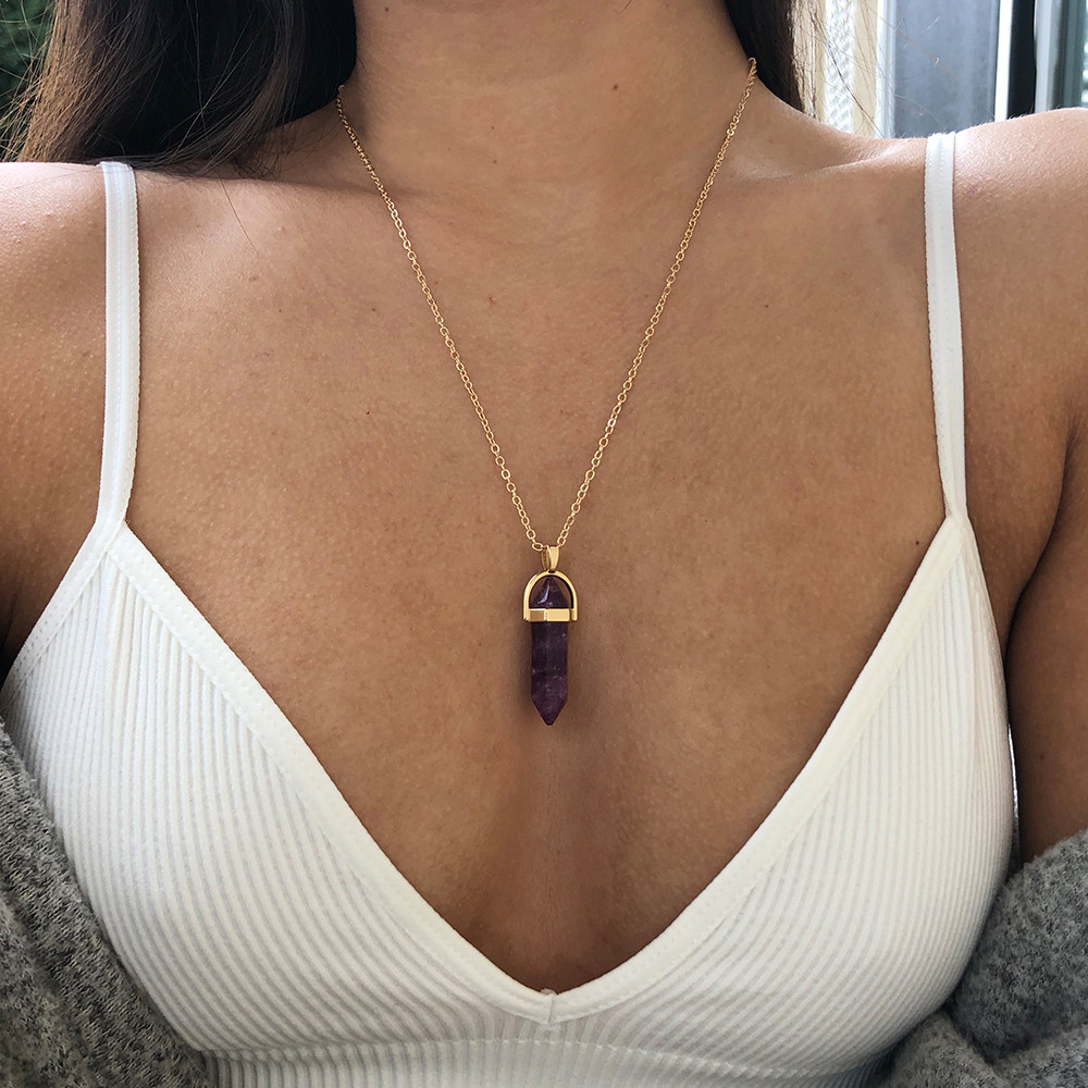 Hexagonal Natural Crystal Quartz Pendant Necklace Hexagonal Natural Crystal Quartz Pendant Necklace