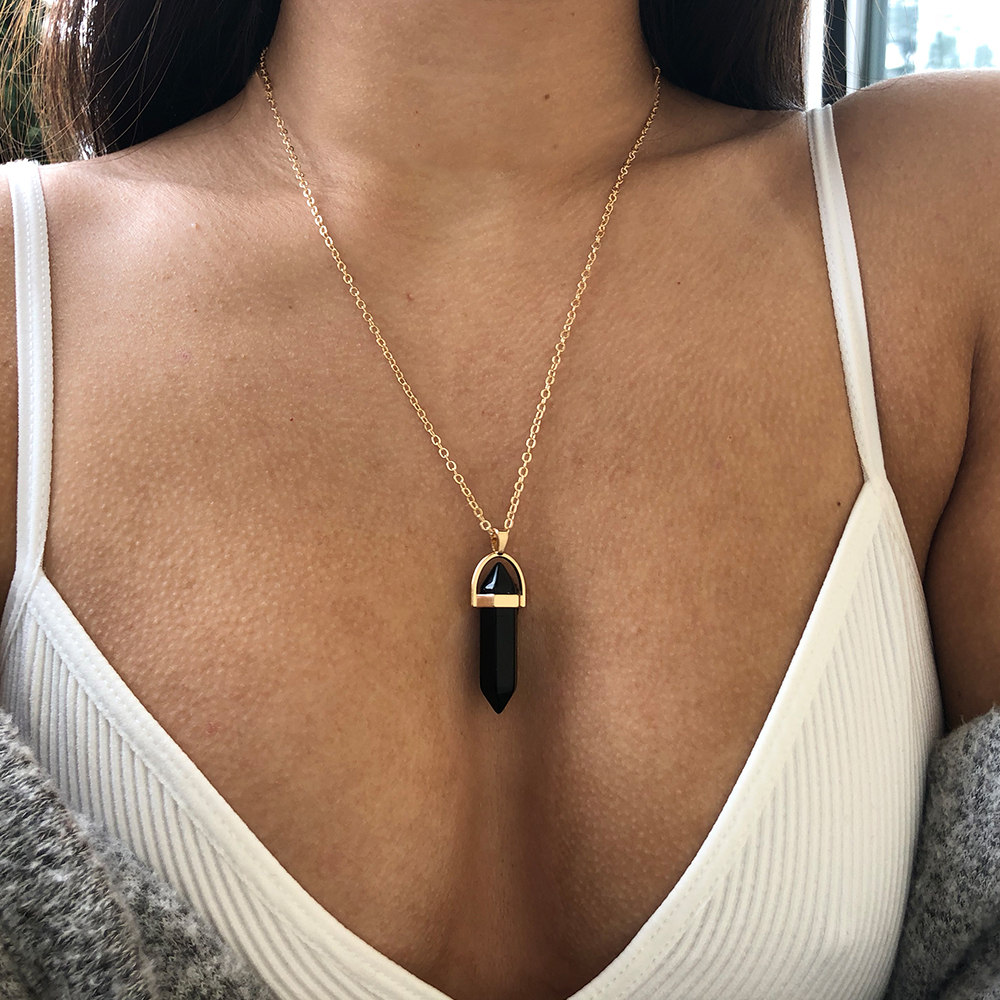 Hexagonal Natural Crystal Quartz Pendant Necklace Hexagonal Natural Crystal Quartz Pendant Necklace