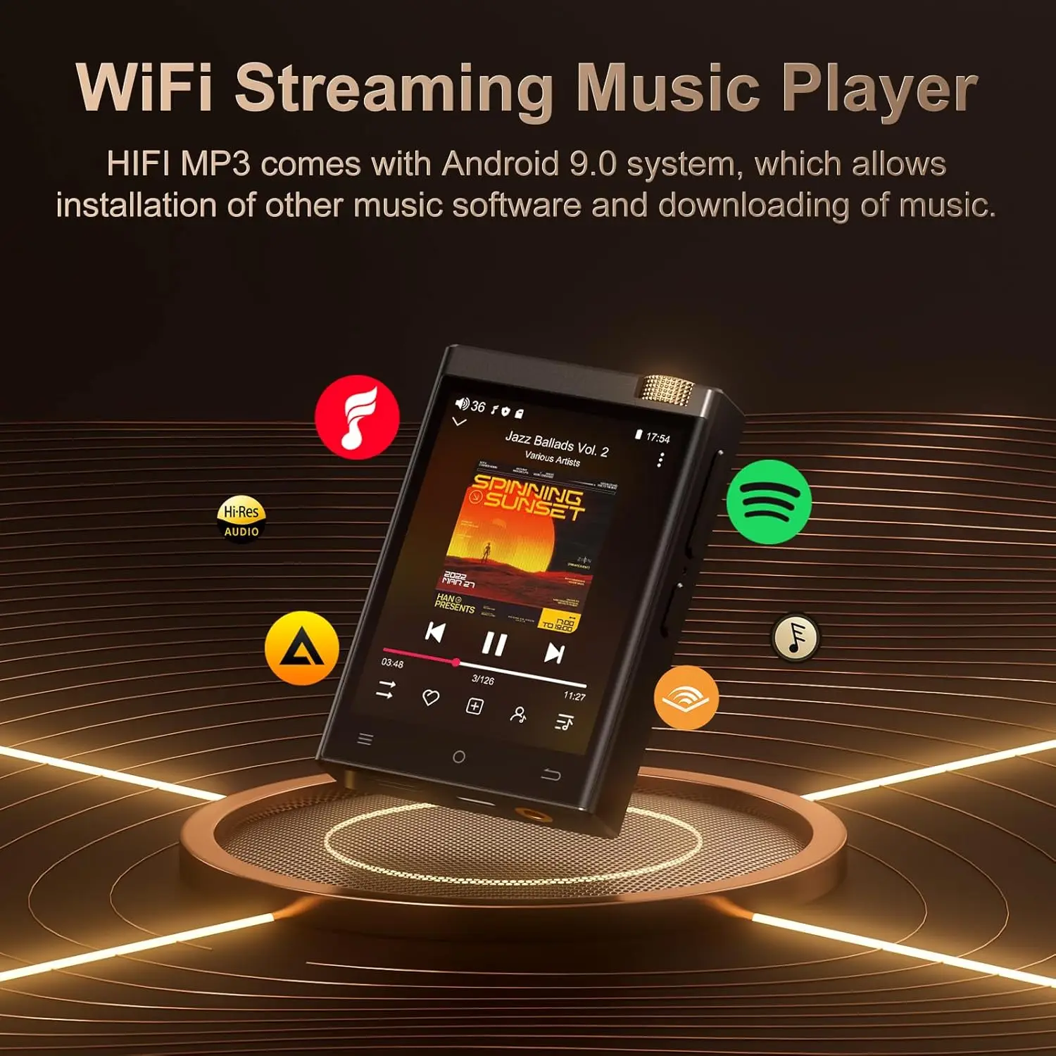 Hi-Fi MP3 Player with Bluetooth and WiFi, Oilsky Lossless DSD High-Resolution Digital Audio with 64GB Memory Card up to Hi-Fi MP3 Player with Bluetooth and WiFi, Oilsky Lossless DSD High-Resolution Digital Audio with 64GB Memory Card up to