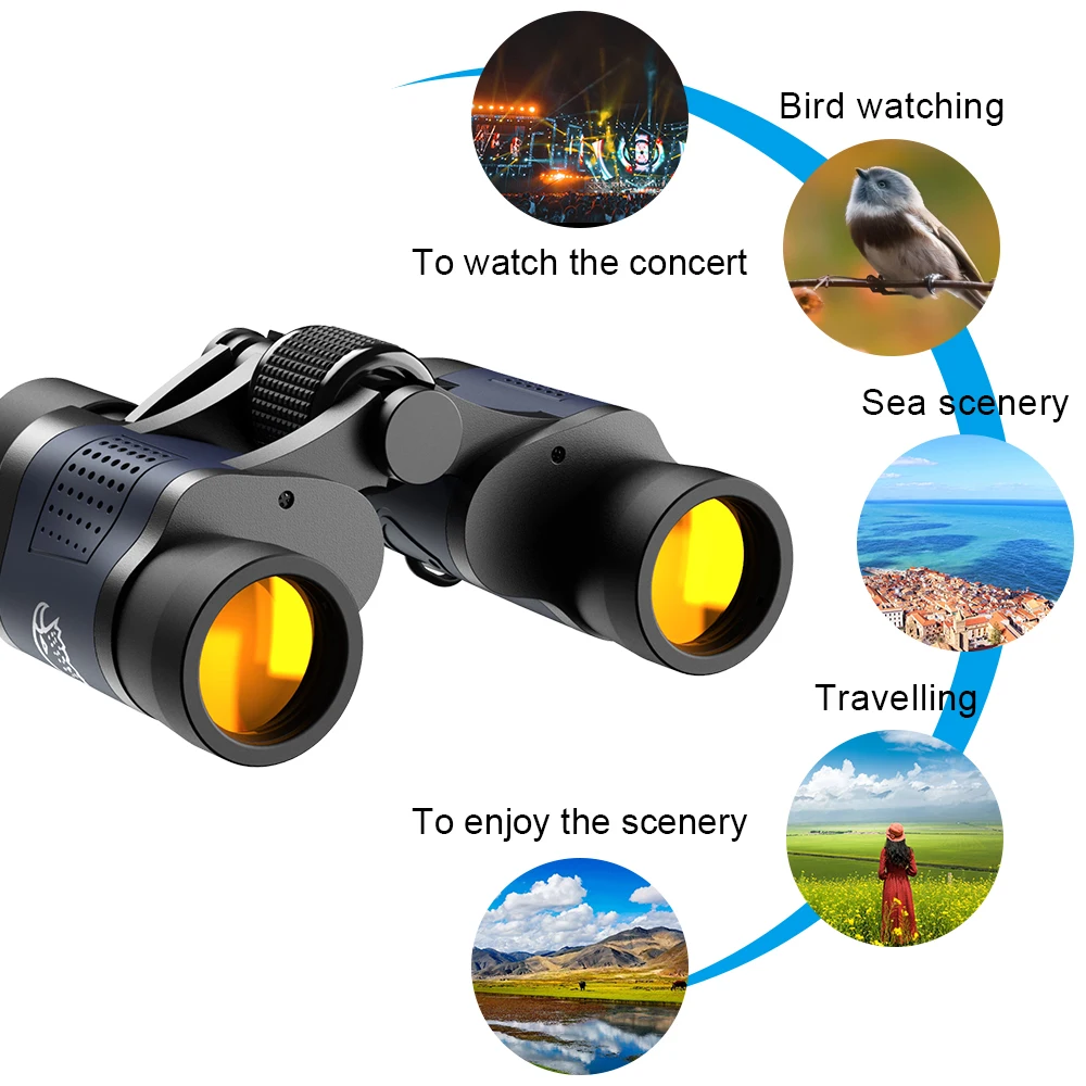High Clarity Telescope 60X60 Binoculars 3000M Powerful Optical Lens Bak4 Prism Night Vision For Outdoor Hunting Sports