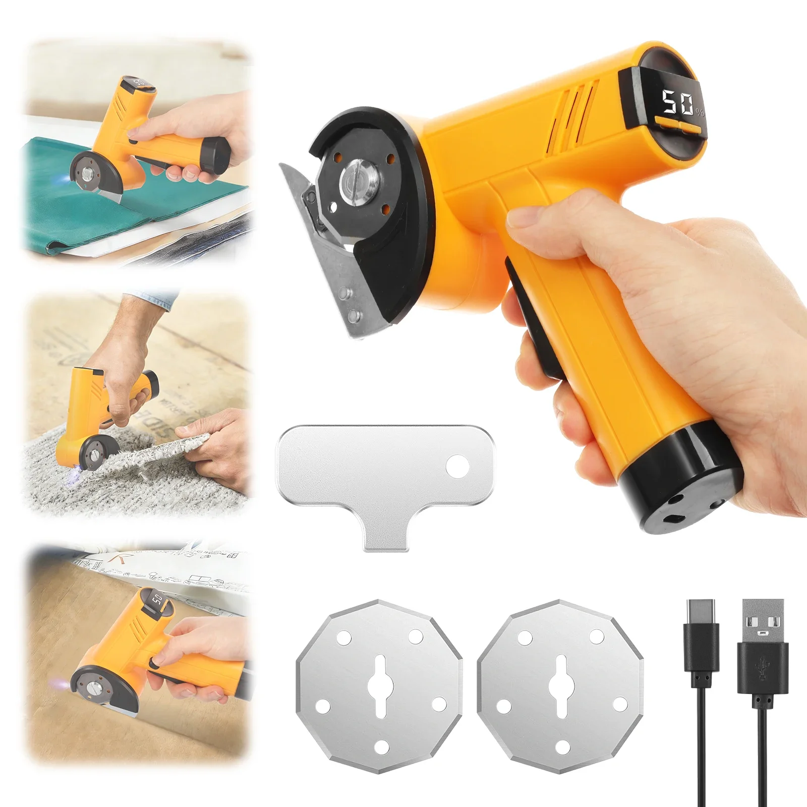 High Cutting Performance Cordless Electric Scissor Safety Protection Rechargeable Cardboard Box Cutter Lightweight