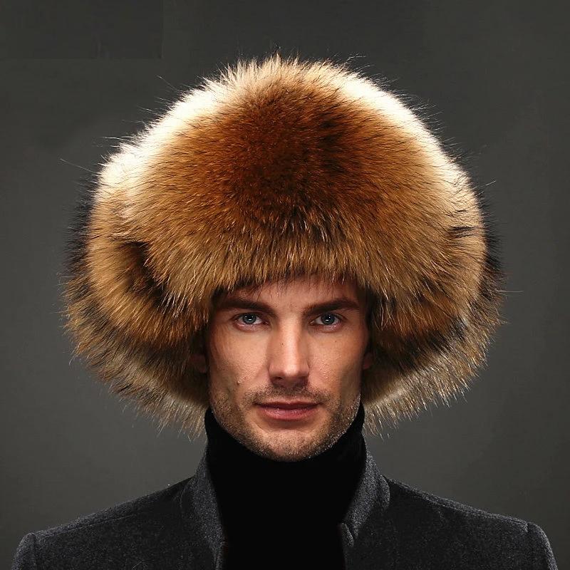 High-end Luxury Fur Hat Men's 100% Fur Hat Lei Feng Cap