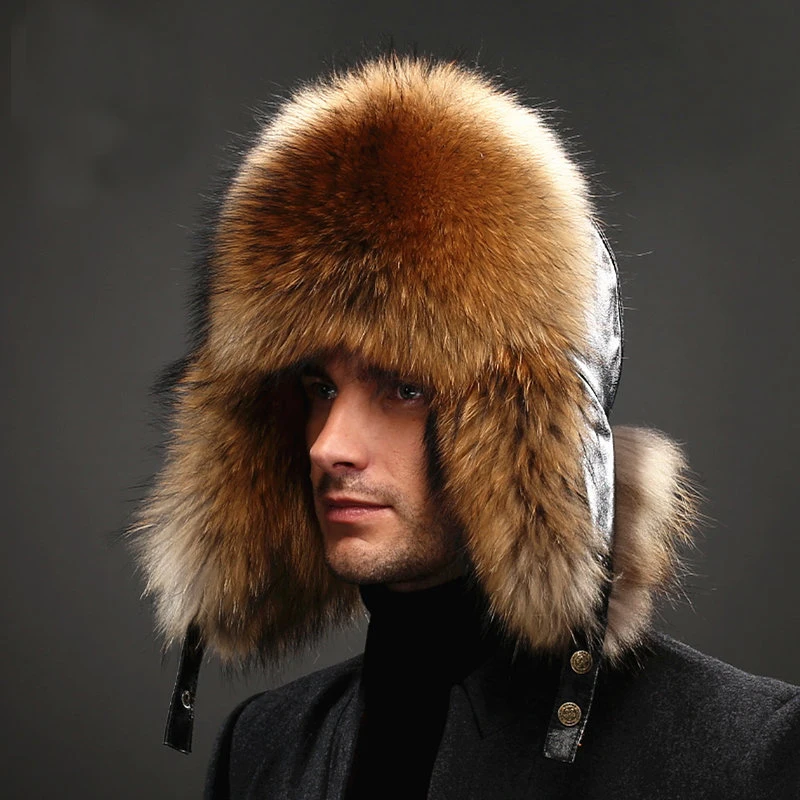 High-end Luxury Fur Hat Men's 100% Fur Hat Lei Feng Cap