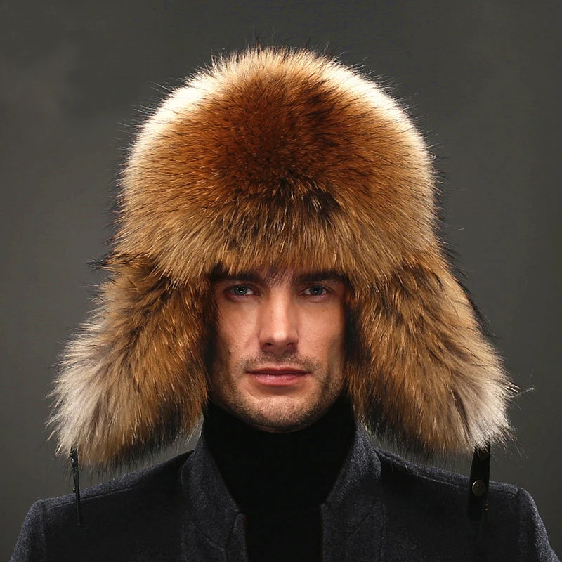 High-end Luxury Fur Hat Men's 100% Fur Hat Lei Feng Cap