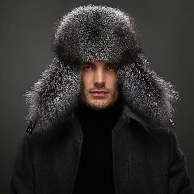 High-end Luxury Fur Hat Men's 100% Fur Hat Lei Feng Cap