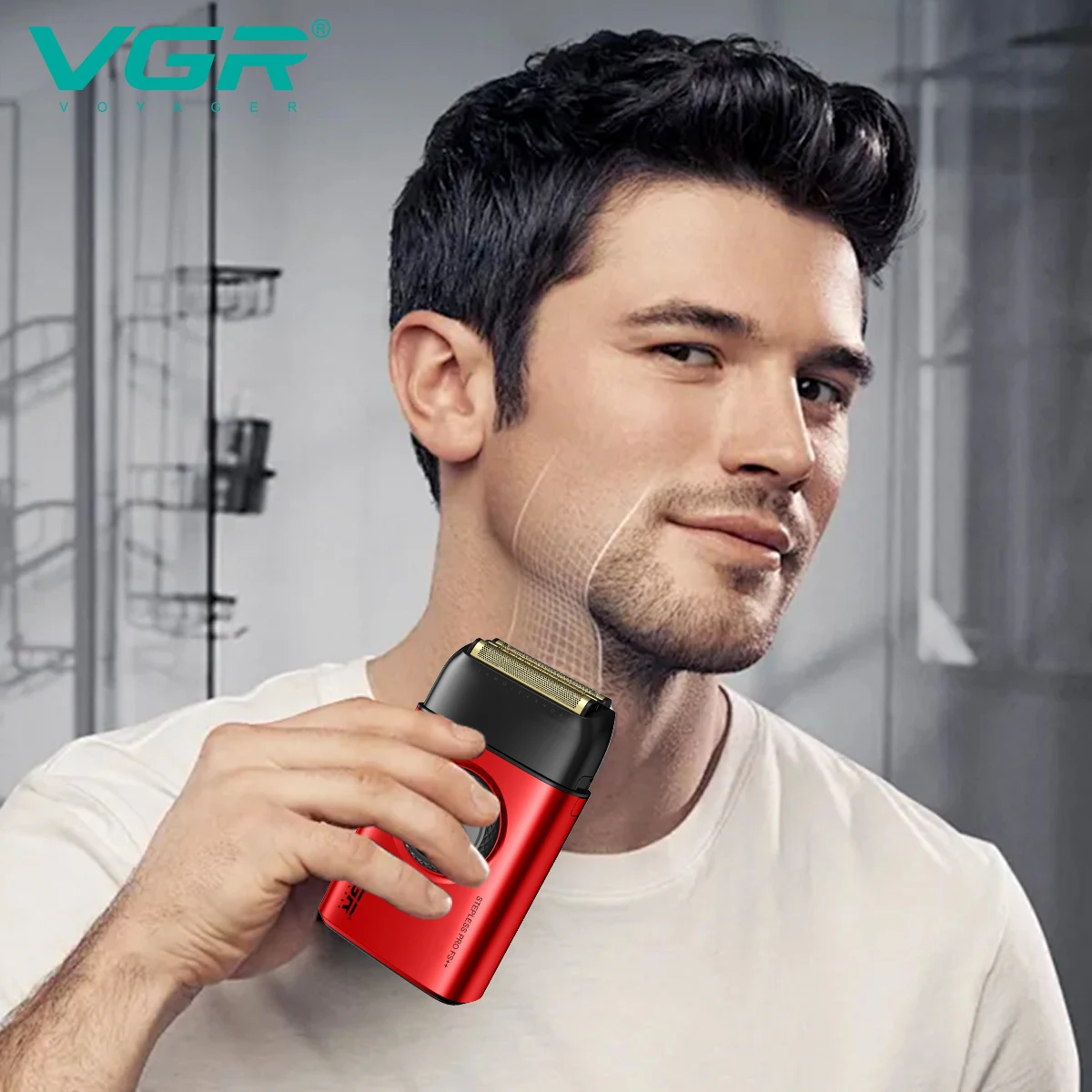 High-End Men's Shaver Alloy Reciprocating Three Blade Shaver LED Intelligent Digital Display 9000 Speed Hair Trimmer