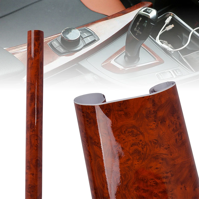 High Glossy Car Sticker Waterproof Car Internal Adhesive DIY Film Wood Grain Vinyl Decal Universal Auto Interior