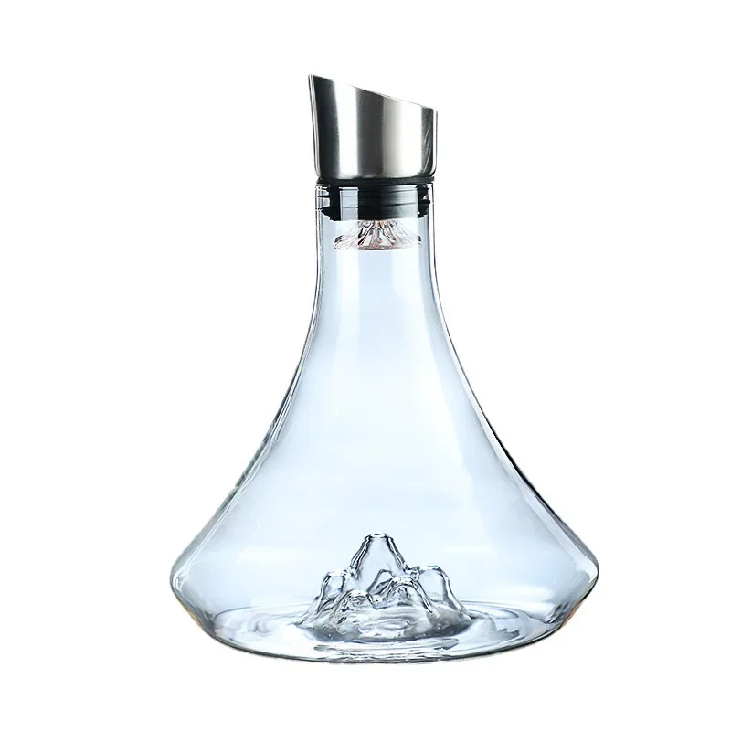 High Grade Guanshan Style Decanter High Borosilicate Glass Wine Bottle Wine Dispenser Snow Mountain Shape 1800ml Red