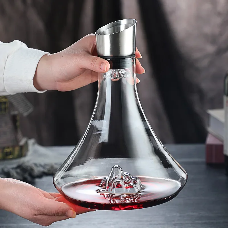 High Grade Guanshan Style Decanter High Borosilicate Glass Wine Bottle Wine Dispenser Snow Mountain Shape 1800ml Red High Grade Guanshan Style Decanter High Borosilicate Glass Wine Bottle Wine Dispenser Snow Mountain Shape 1800ml Red
