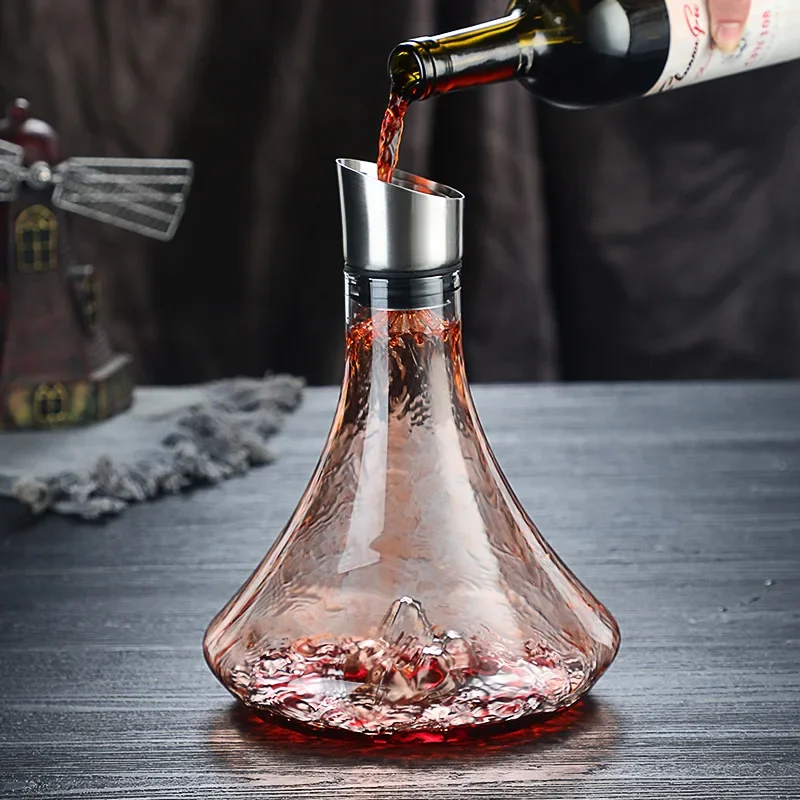 High Grade Guanshan Style Decanter High Borosilicate Glass Wine Bottle Wine Dispenser Snow Mountain Shape 1800ml Red High Grade Guanshan Style Decanter High Borosilicate Glass Wine Bottle Wine Dispenser Snow Mountain Shape 1800ml Red