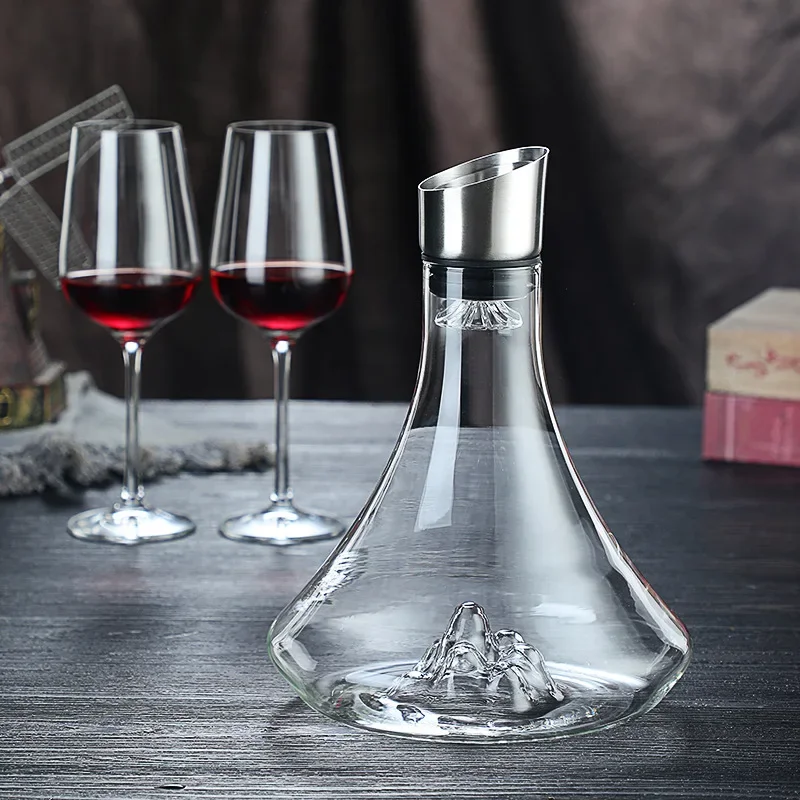 High Grade Guanshan Style Decanter High Borosilicate Glass Wine Bottle Wine Dispenser Snow Mountain Shape 1800ml Red High Grade Guanshan Style Decanter High Borosilicate Glass Wine Bottle Wine Dispenser Snow Mountain Shape 1800ml Red