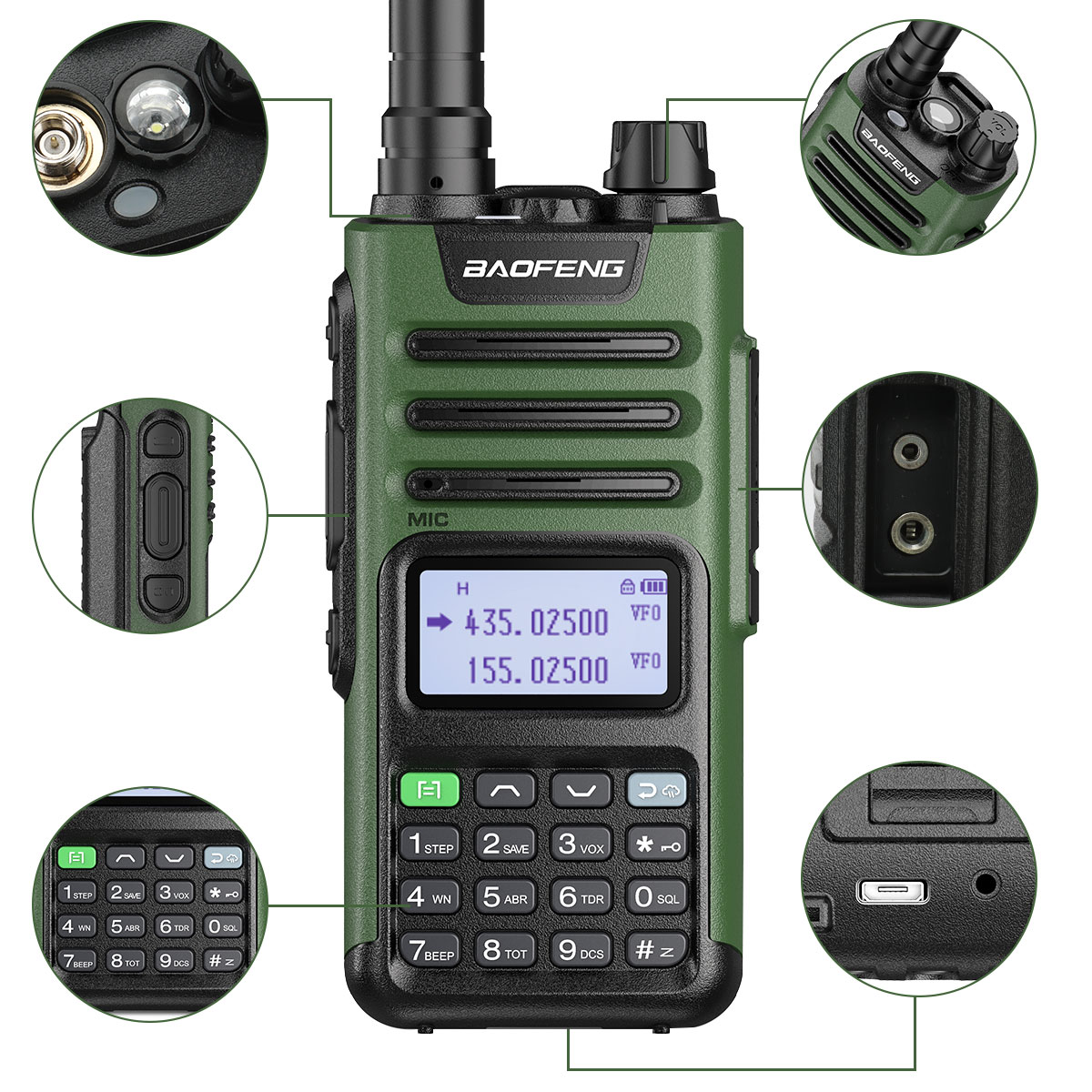 High Power Dual Band Walkie Talkie Type C Charger 16 KM Long Range UV13 Transceiver Ham Two Way Radio