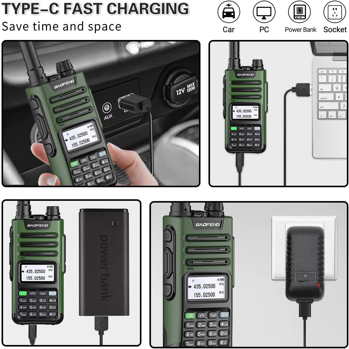 High Power Dual Band Walkie Talkie Type C Charger 16 KM Long Range UV13 Transceiver Ham Two Way Radio