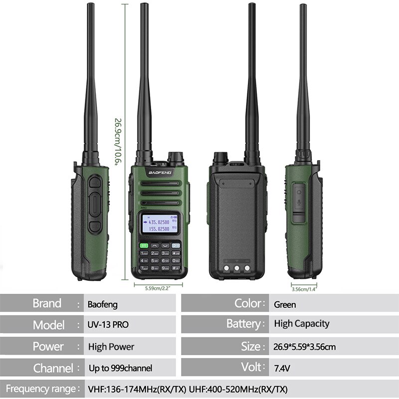 High Power Dual Band Walkie Talkie Type C Charger 16 KM Long Range UV13 Transceiver Ham Two Way Radio