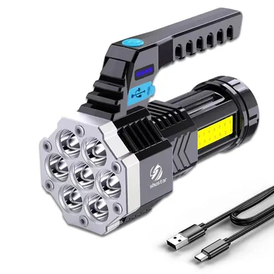 High Power Rechargeable Led Flashlights 7LED Camping Torch With Cob Side Light Lightweight Outdoor Lighting ABS Material High Power Rechargeable Led Flashlights 7LED Camping Torch With Cob Side Light Lightweight Outdoor Lighting ABS Material