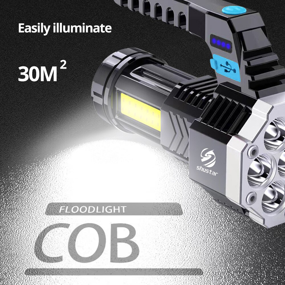 High Power Rechargeable Led Flashlights 7LED Camping Torch With Cob Side Light Lightweight Outdoor Lighting ABS Material High Power Rechargeable Led Flashlights 7LED Camping Torch With Cob Side Light Lightweight Outdoor Lighting ABS Material