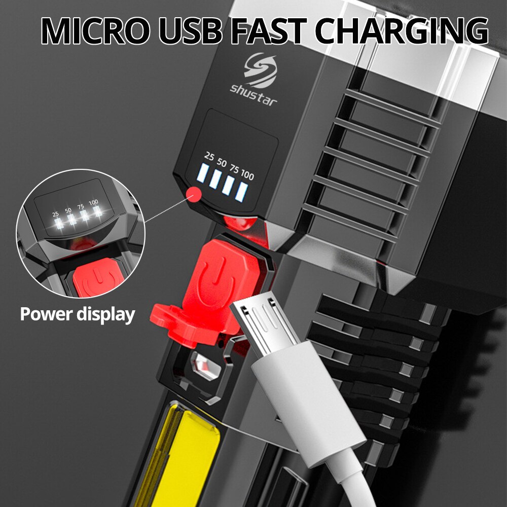 High Power Rechargeable Led Flashlights 7LED Camping Torch With Cob Side Light Lightweight Outdoor Lighting ABS Material High Power Rechargeable Led Flashlights 7LED Camping Torch With Cob Side Light Lightweight Outdoor Lighting ABS Material