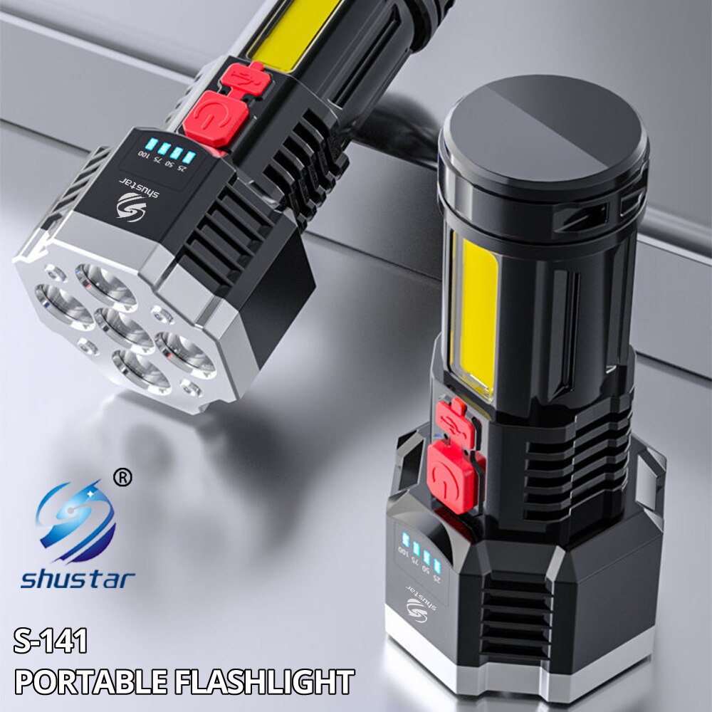 High Power Rechargeable Led Flashlights 7LED Camping Torch With Cob Side Light Lightweight Outdoor Lighting ABS Material High Power Rechargeable Led Flashlights 7LED Camping Torch With Cob Side Light Lightweight Outdoor Lighting ABS Material