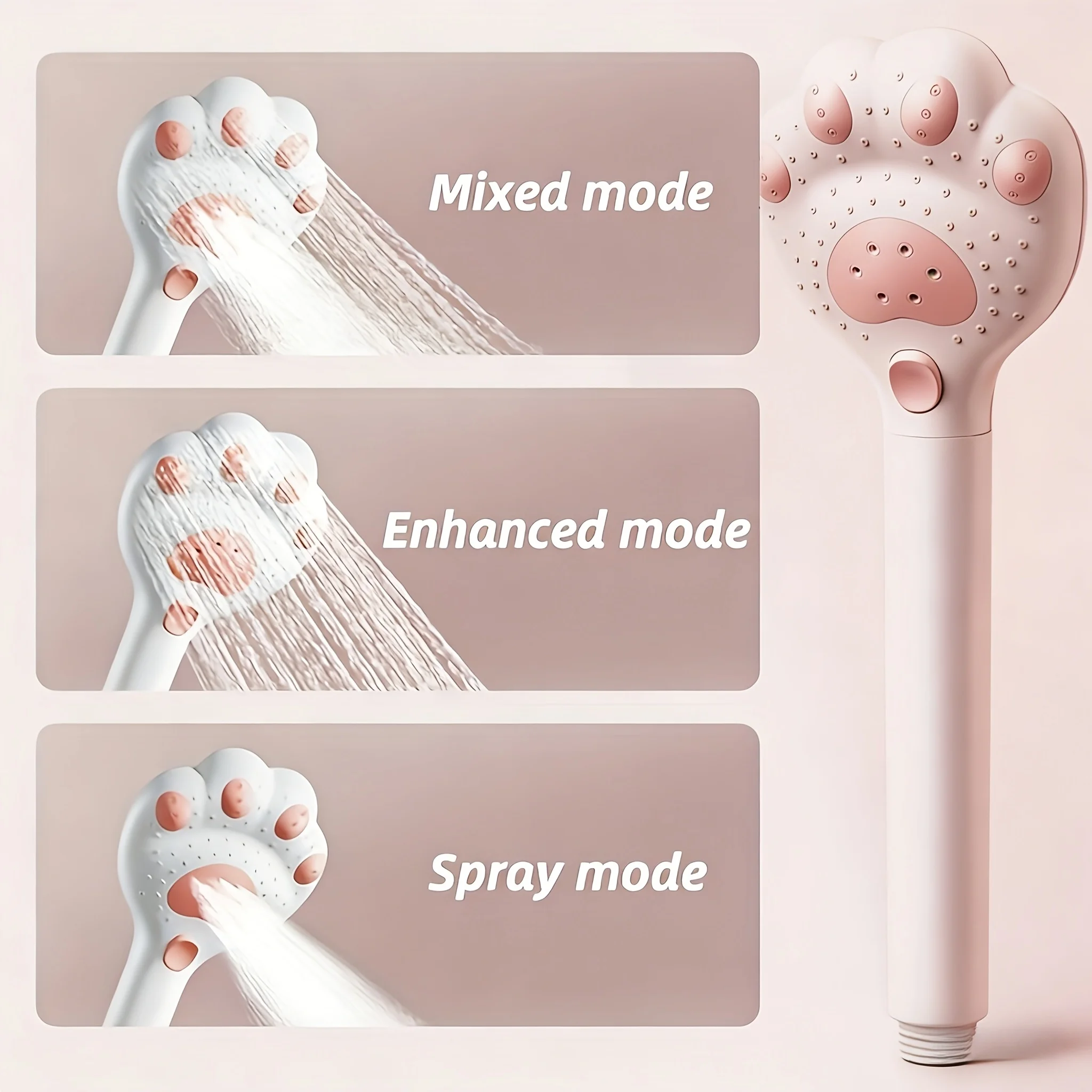 High Pressure Filter Shower Head Cute Cat Paw 3-mode Adjustable Spray Rain Water Saving Faucet Showerheads Bathroom