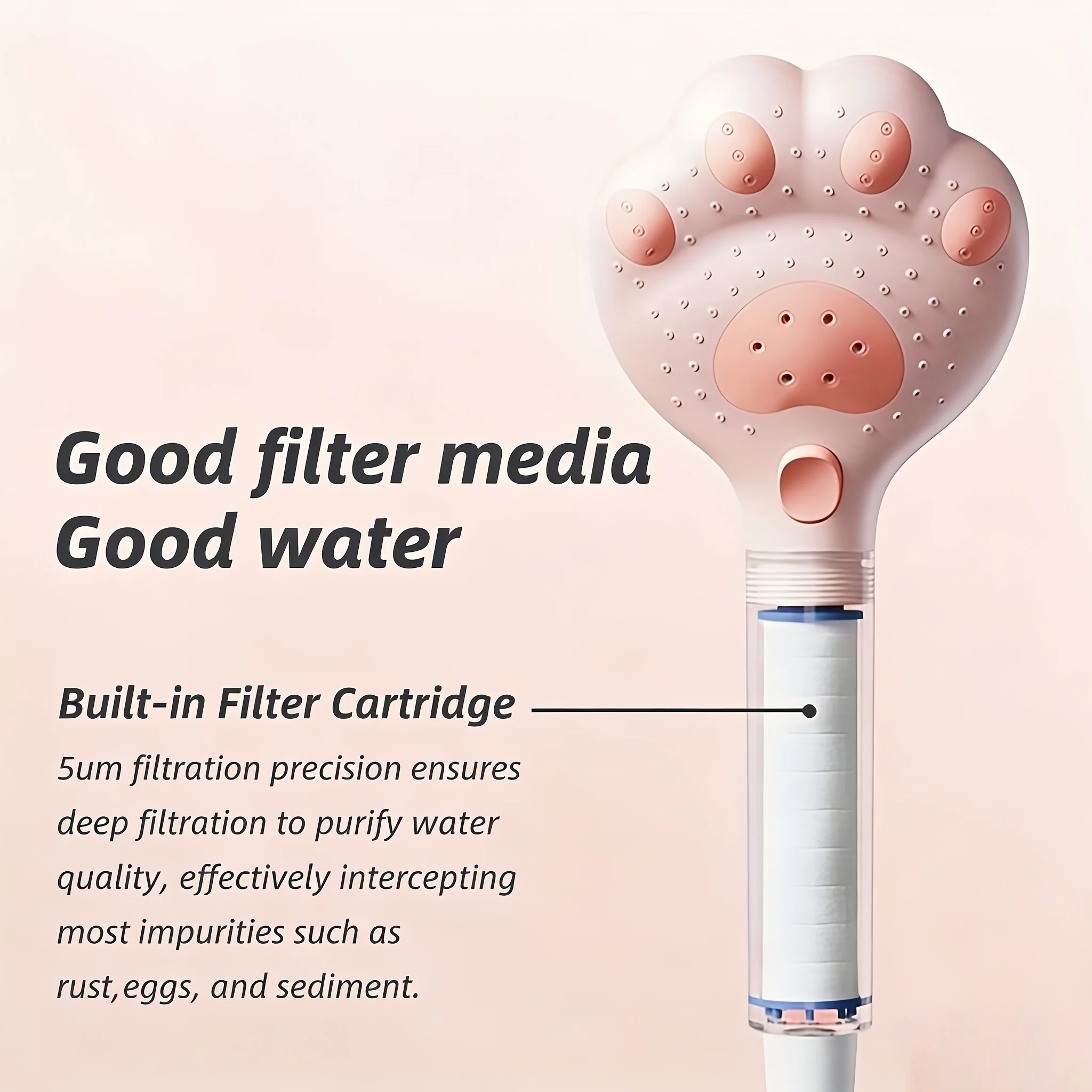 High Pressure Filter Shower Head Cute Cat Paw 3-mode Adjustable Spray Rain Water Saving Faucet Showerheads Bathroom