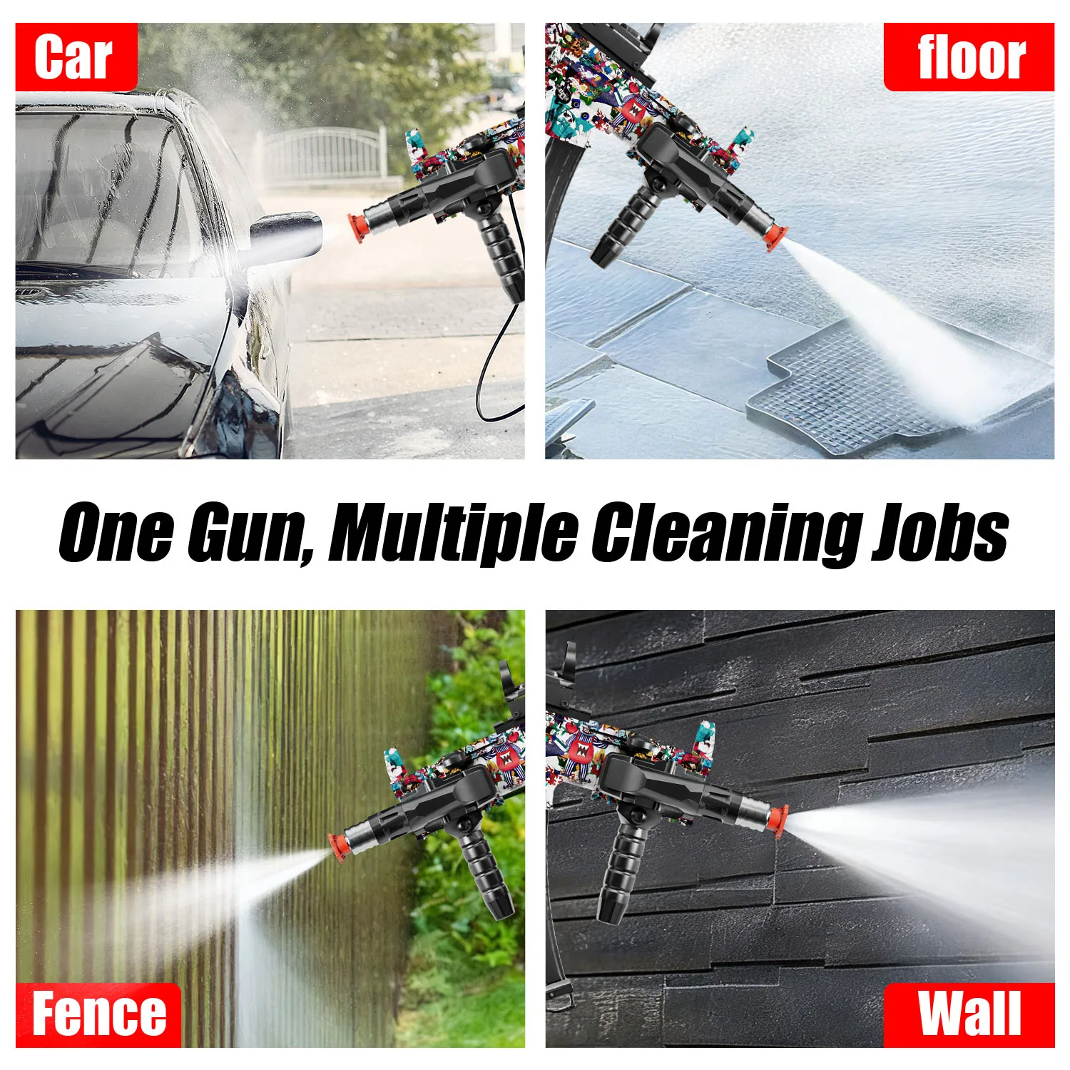 High Pressure Power Washer Gun – Quick Connect Plug for Foam Cannon Garden Hose, Professional Car Cleaning Tool for