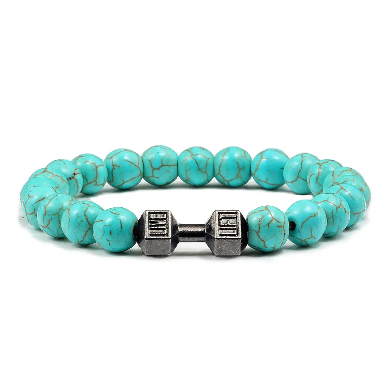 High Quality Beaded Bracelet Natural Black Lava Stone Dumbbell Charm Bracelets Energy Fitness Barbell Fashion Jewelry High Quality Beaded Bracelet Natural Black Lava Stone Dumbbell Charm Bracelets Energy Fitness Barbell Fashion Jewelry