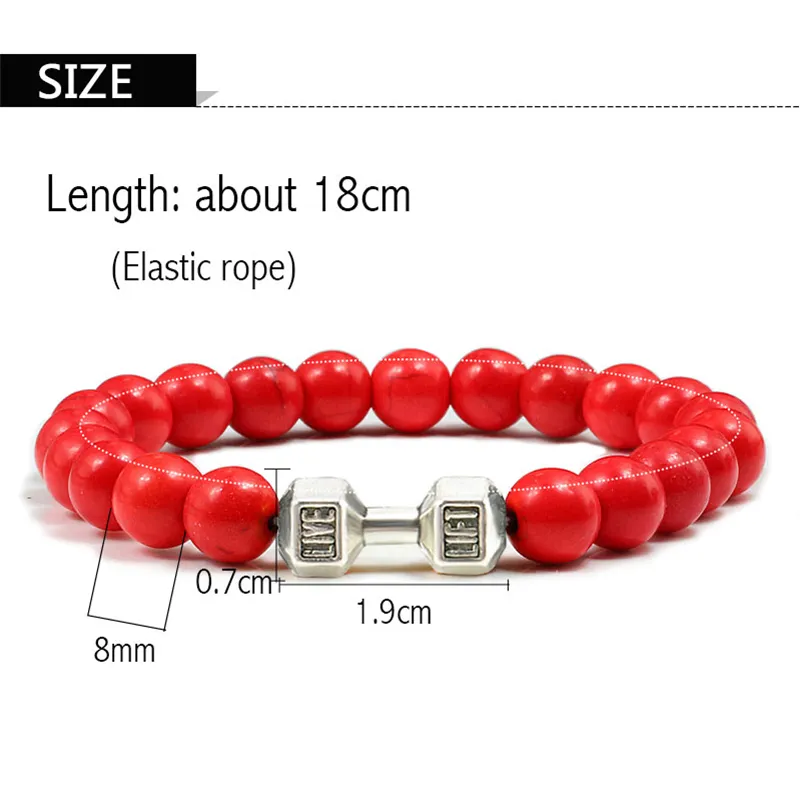 High Quality Beaded Bracelet Natural Black Lava Stone Dumbbell Charm Bracelets Energy Fitness Barbell Fashion Jewelry High Quality Beaded Bracelet Natural Black Lava Stone Dumbbell Charm Bracelets Energy Fitness Barbell Fashion Jewelry