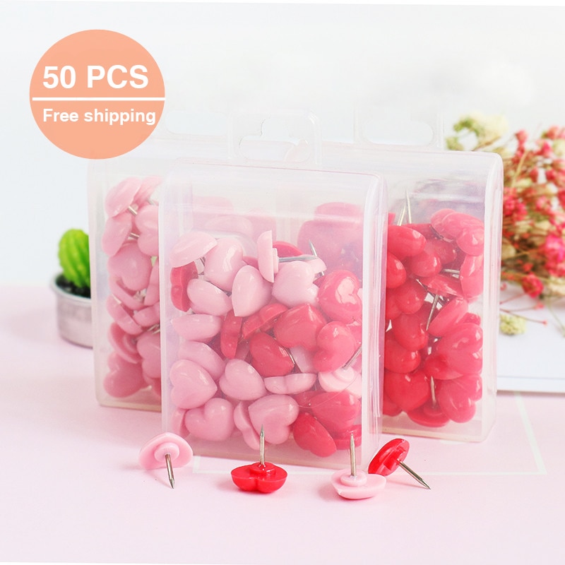 High Quality Heart Push Pins (50 pcs)