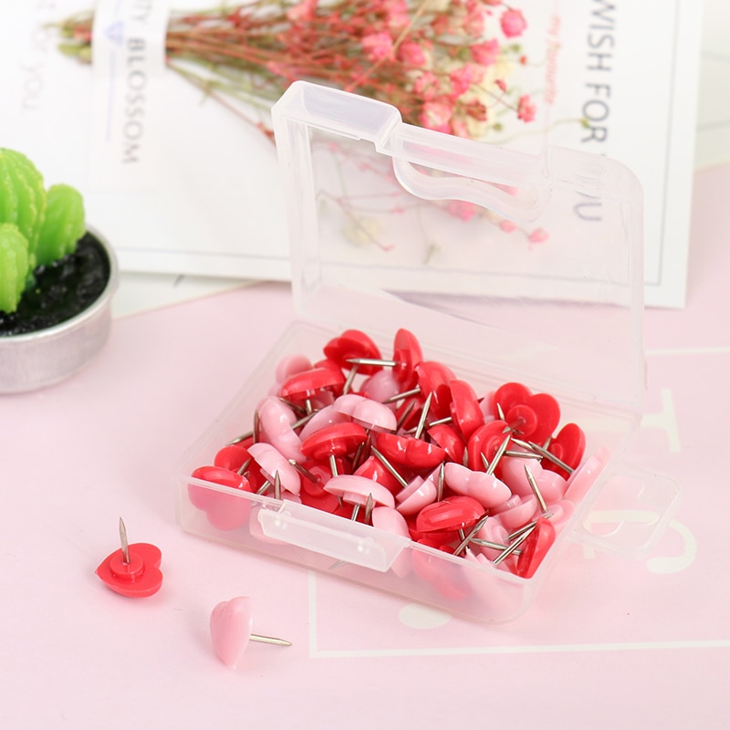 High Quality Heart Push Pins (50 pcs)