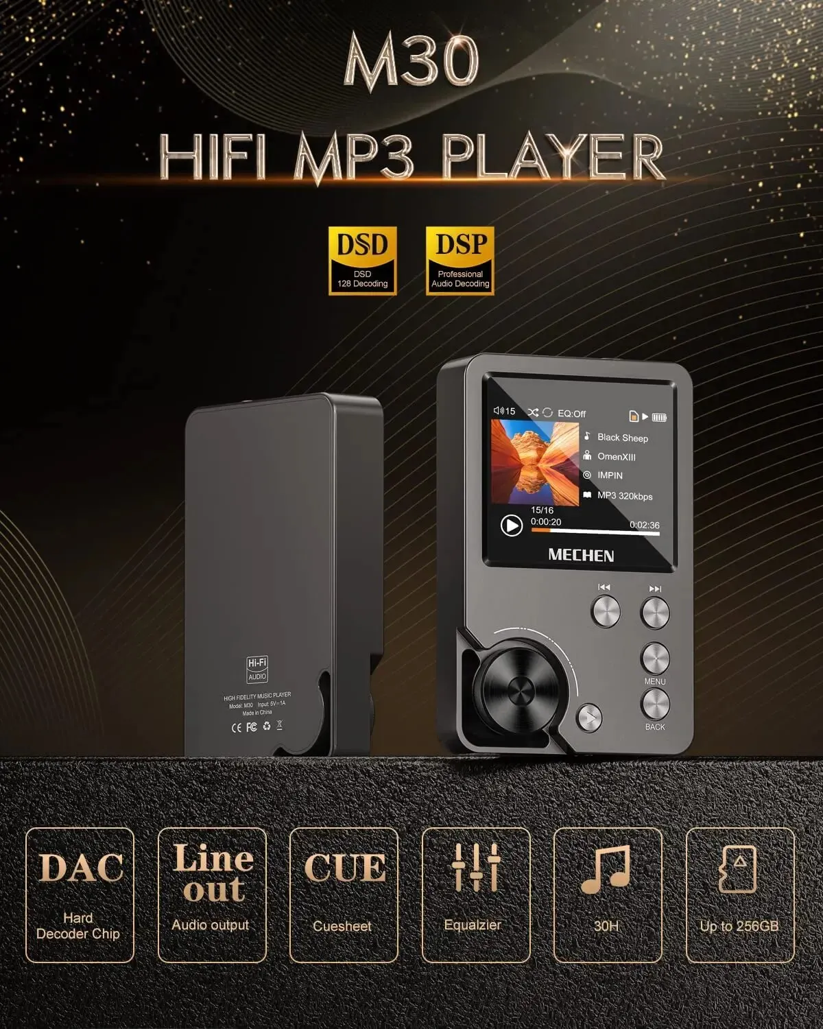 High Quality Lossless MP3 Player/MECHEN-M30/HiFi/with 64GB Memory Card Support Up to 256GB High Quality Lossless MP3 Player/MECHEN-M30/HiFi/with 64GB Memory Card Support Up to 256GB
