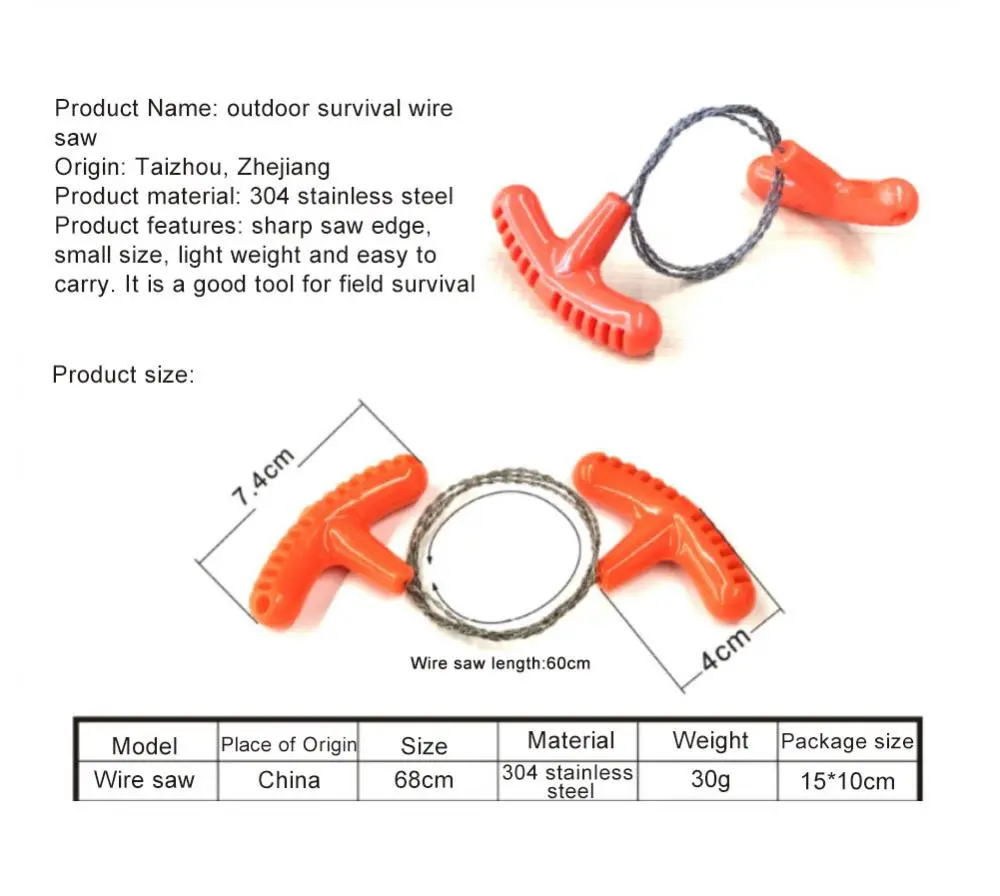 High-quality Multi-purpose Mini Pocket Wire Saw Stainless Steel Wire Saw Orange Outdoor Camping Emergency Survival Gear High-quality Multi-purpose Mini Pocket Wire Saw Stainless Steel Wire Saw Orange Outdoor Camping Emergency Survival Gear