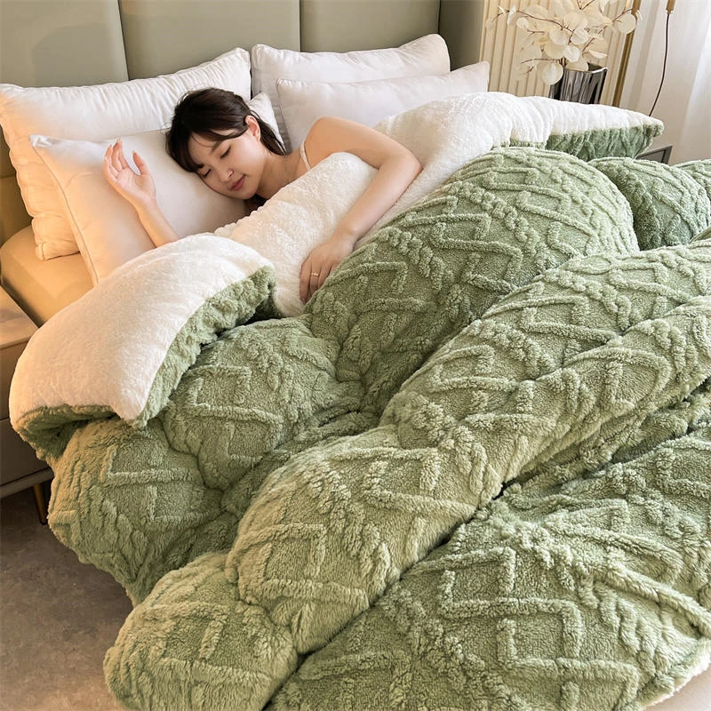 High-quality Thickened Winter Warm Bed Blanket Artificial Lamb Cashmere Weighted Blankets Thicker Warmth Duvet Quilt