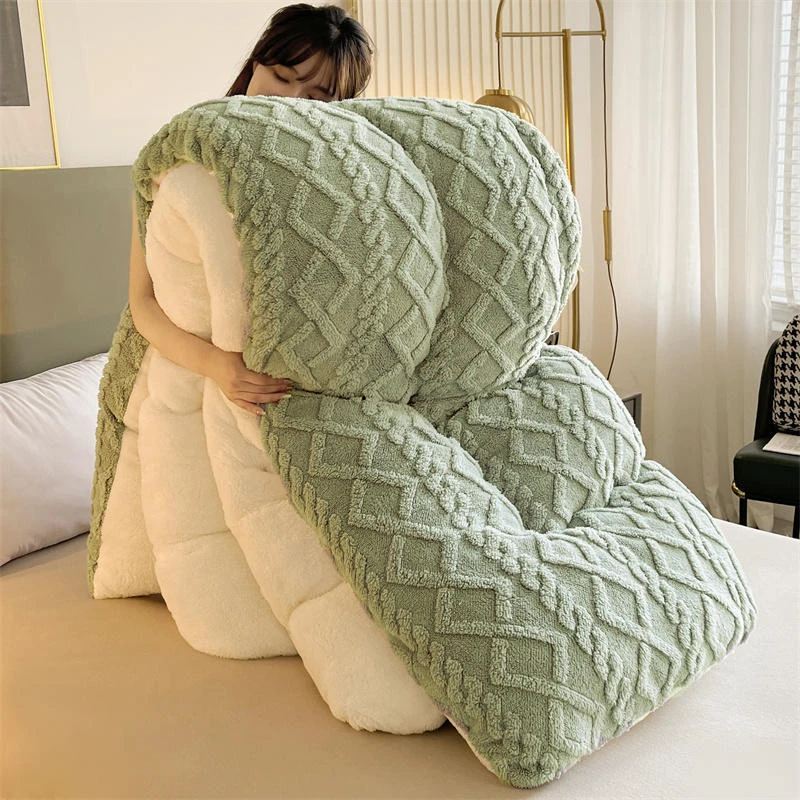 High-quality Thickened Winter Warm Bed Blanket Artificial Lamb Cashmere Weighted Blankets Thicker Warmth Duvet Quilt High-quality Thickened Winter Warm Bed Blanket Artificial Lamb Cashmere Weighted Blankets Thicker Warmth Duvet Quilt