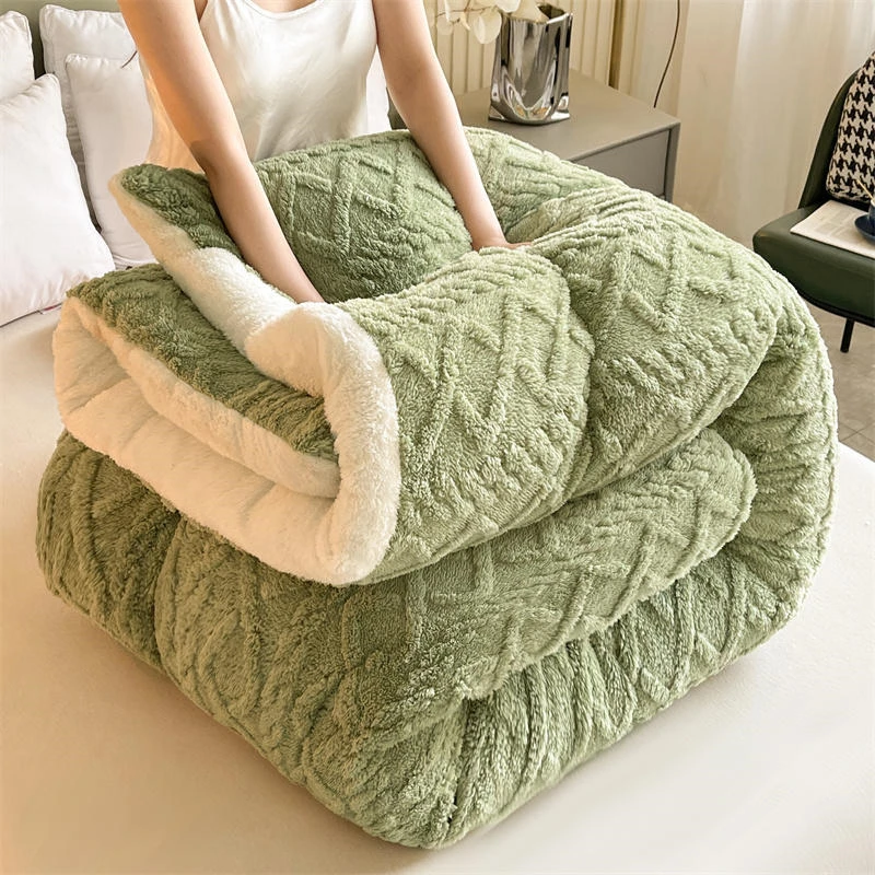 High-quality Thickened Winter Warm Bed Blanket Artificial Lamb Cashmere Weighted Blankets Thicker Warmth Duvet Quilt High-quality Thickened Winter Warm Bed Blanket Artificial Lamb Cashmere Weighted Blankets Thicker Warmth Duvet Quilt