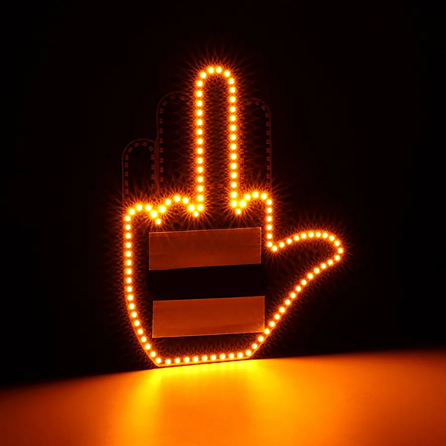 High Quality Three Models Auto Car Interior Rear Windshield LED Amber Middle Finger