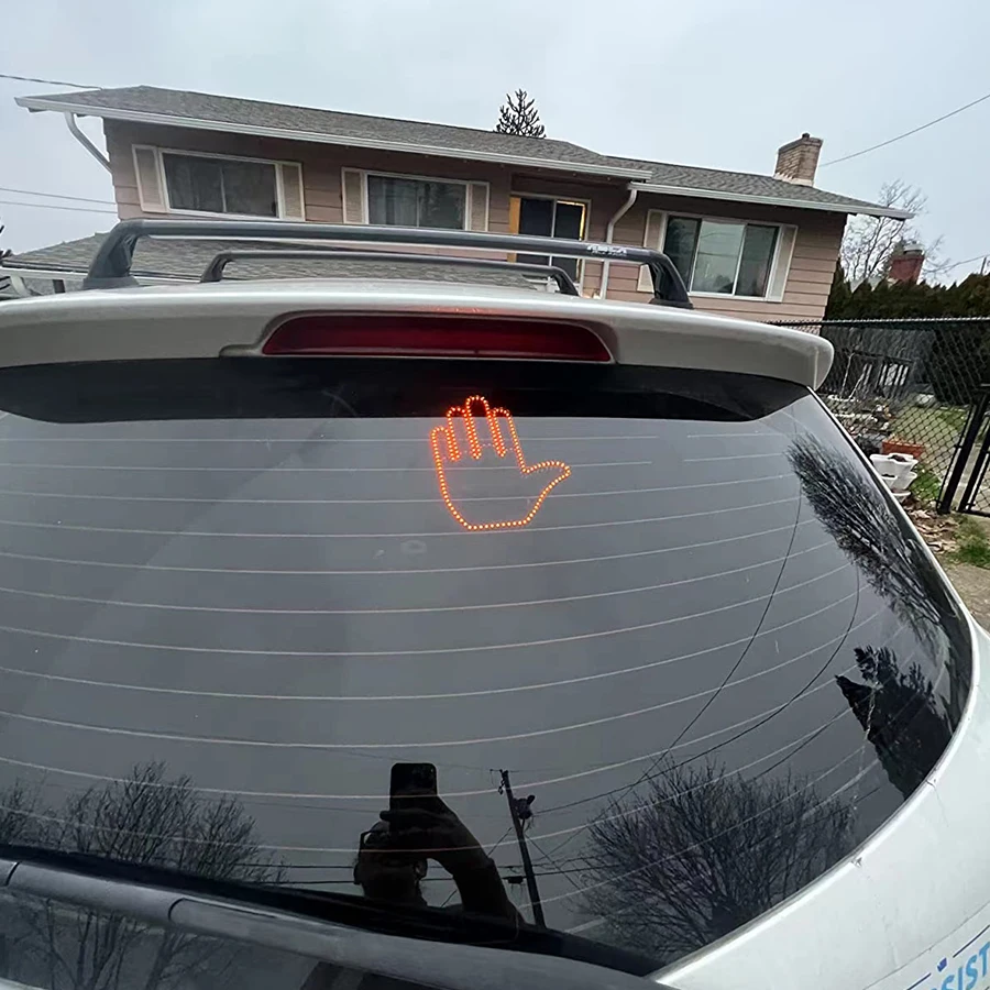 High Quality Three Models Auto Car Interior Rear Windshield LED Amber Middle Finger