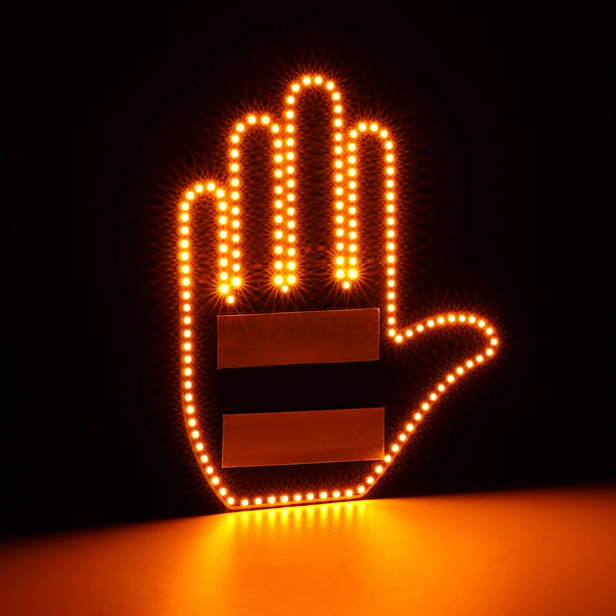 High Quality Three Models Auto Car Interior Rear Windshield LED Amber Middle Finger