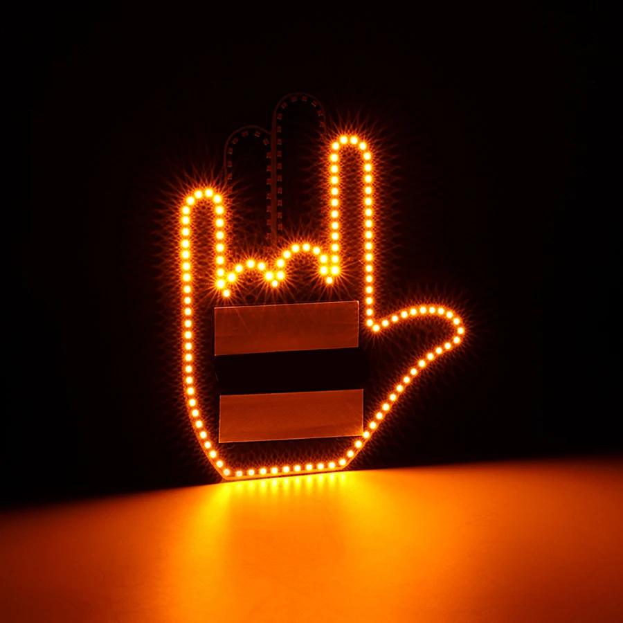 High Quality Three Models Auto Car Interior Rear Windshield LED Amber Middle Finger