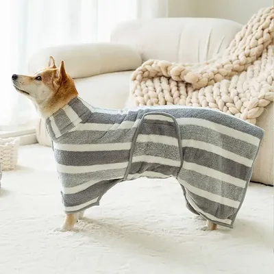 High Quality Water Absorption Dog Bathrobe Microfiber Quick Drying Pet Clothes Stripe Cat Towel Beach Time High Quality Water Absorption Dog Bathrobe Microfiber Quick Drying Pet Clothes Stripe Cat Towel Beach Time