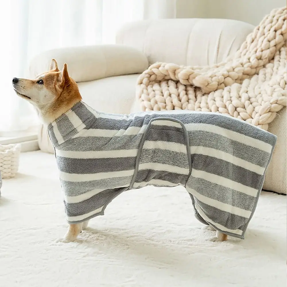 High Quality Water Absorption Dog Bathrobe Microfiber Quick Drying Pet Clothes Stripe Cat Towel Beach Time High Quality Water Absorption Dog Bathrobe Microfiber Quick Drying Pet Clothes Stripe Cat Towel Beach Time