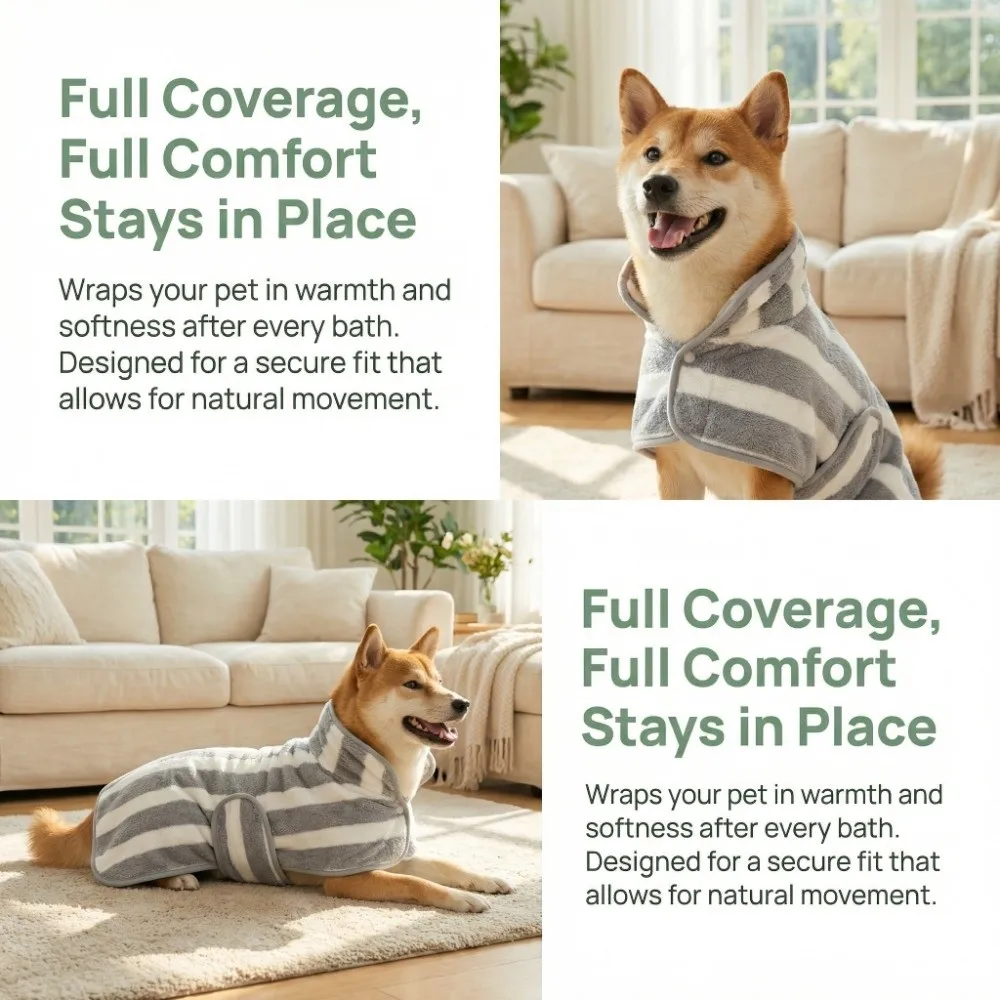 High Quality Water Absorption Dog Bathrobe Microfiber Quick Drying Pet Clothes Stripe Cat Towel Beach Time High Quality Water Absorption Dog Bathrobe Microfiber Quick Drying Pet Clothes Stripe Cat Towel Beach Time