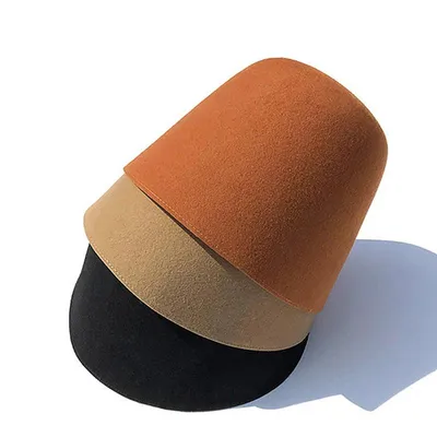 High Quality Wool Fisherman Hat Solid Color Bucket Hats Retro Bell-shaped Basin Cap For Woman Autumn Winter Warm Sun