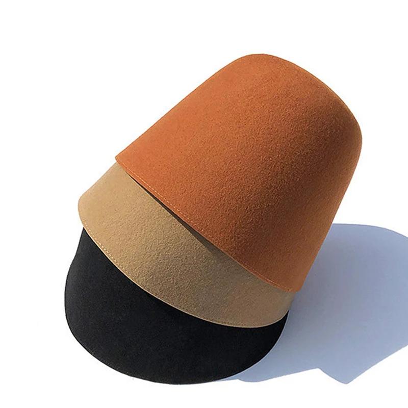 High Quality Wool Fisherman Hat Solid Color Bucket Hats Retro Bell-shaped Basin Cap For Woman Autumn Winter Warm Sun High Quality Wool Fisherman Hat Solid Color Bucket Hats Retro Bell-shaped Basin Cap For Woman Autumn Winter Warm Sun