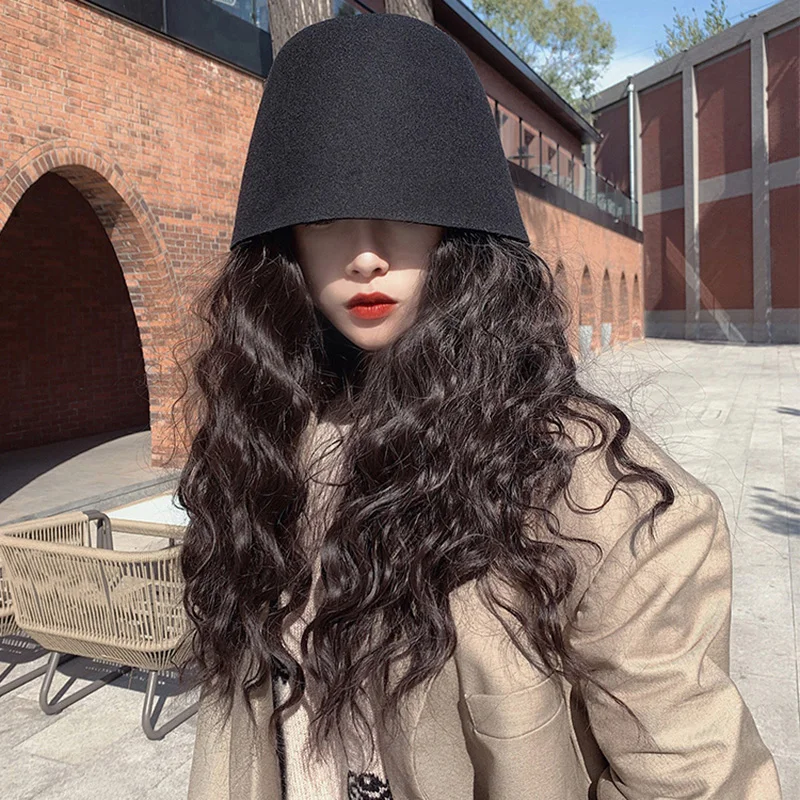 High Quality Wool Fisherman Hat Solid Color Bucket Hats Retro Bell-shaped Basin Cap For Woman Autumn Winter Warm Sun