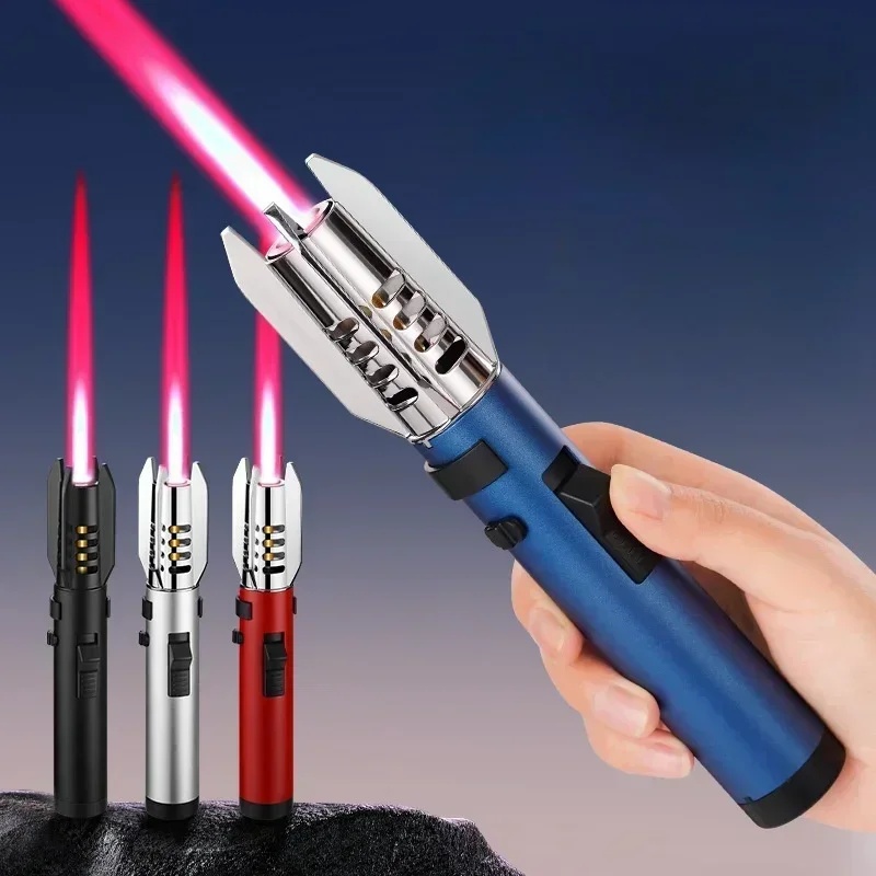 High Temperature Welding Gun Windproof Strong Red Flame Butane Gas Torch Lighter Safety Lock Fire Switch Kitchen Cigar High Temperature Welding Gun Windproof Strong Red Flame Butane Gas Torch Lighter Safety Lock Fire Switch Kitchen Cigar