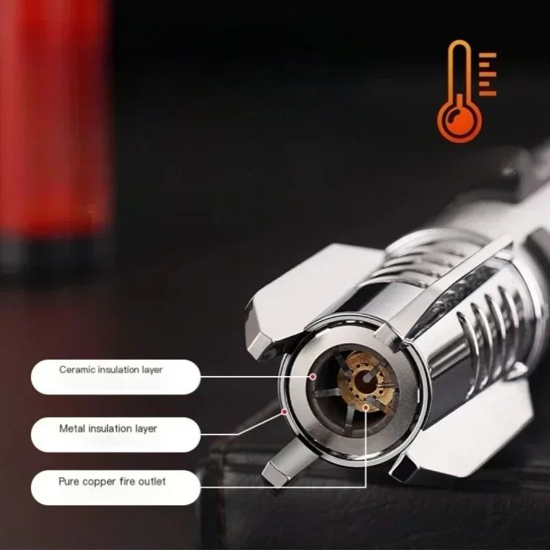 High Temperature Welding Gun Windproof Strong Red Flame Butane Gas Torch Lighter Safety Lock Fire Switch Kitchen Cigar