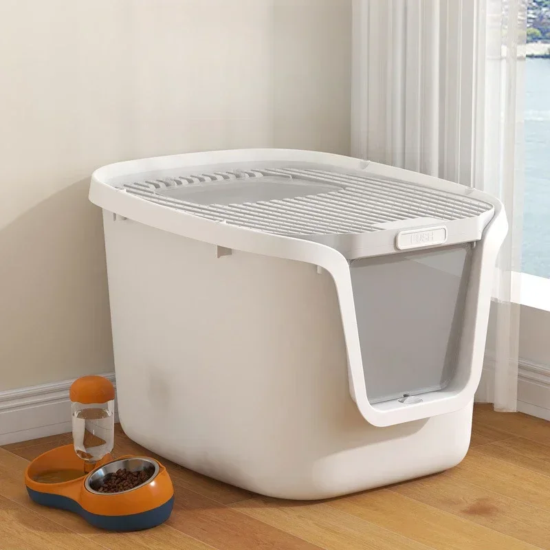 High Value Cat Litter Box Super Large Space Cat Toilet Lift Cover Clean Cats' Sandbox Multi-directional Access Litter