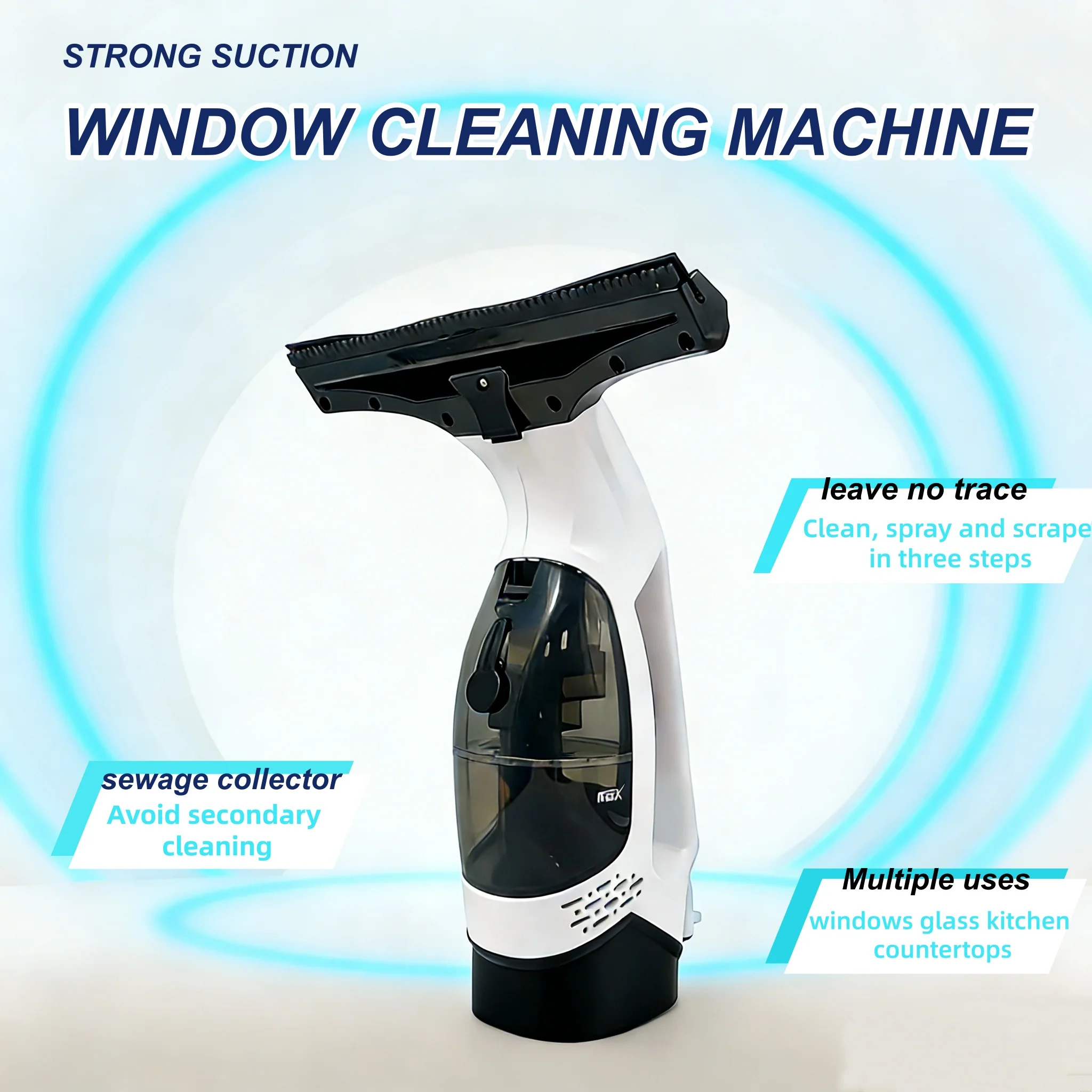Highly Efficient Electric Glass Cleaner Multifunctional Plastic Handheld Window Scrubber Rechargeable Door Window