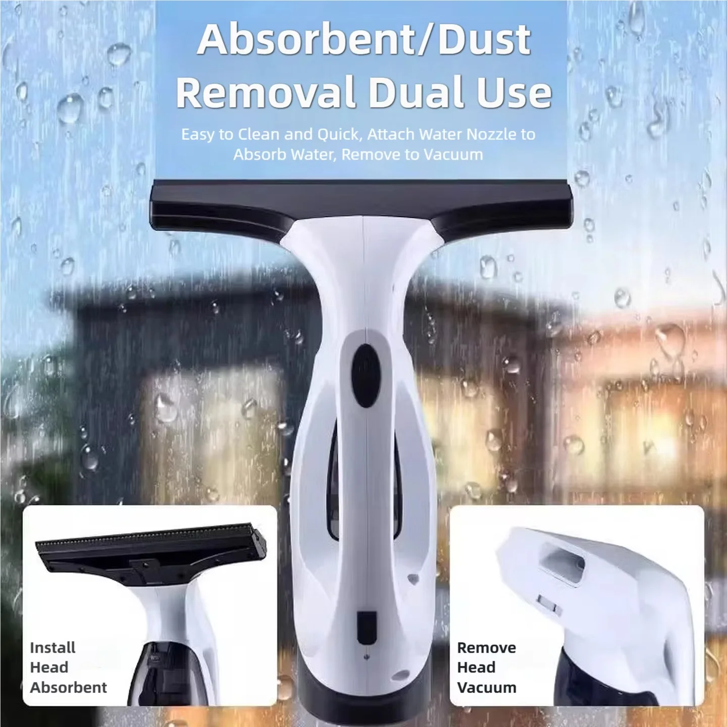 Highly Efficient Electric Glass Cleaner Multifunctional Plastic Handheld Window Scrubber Rechargeable Door Window